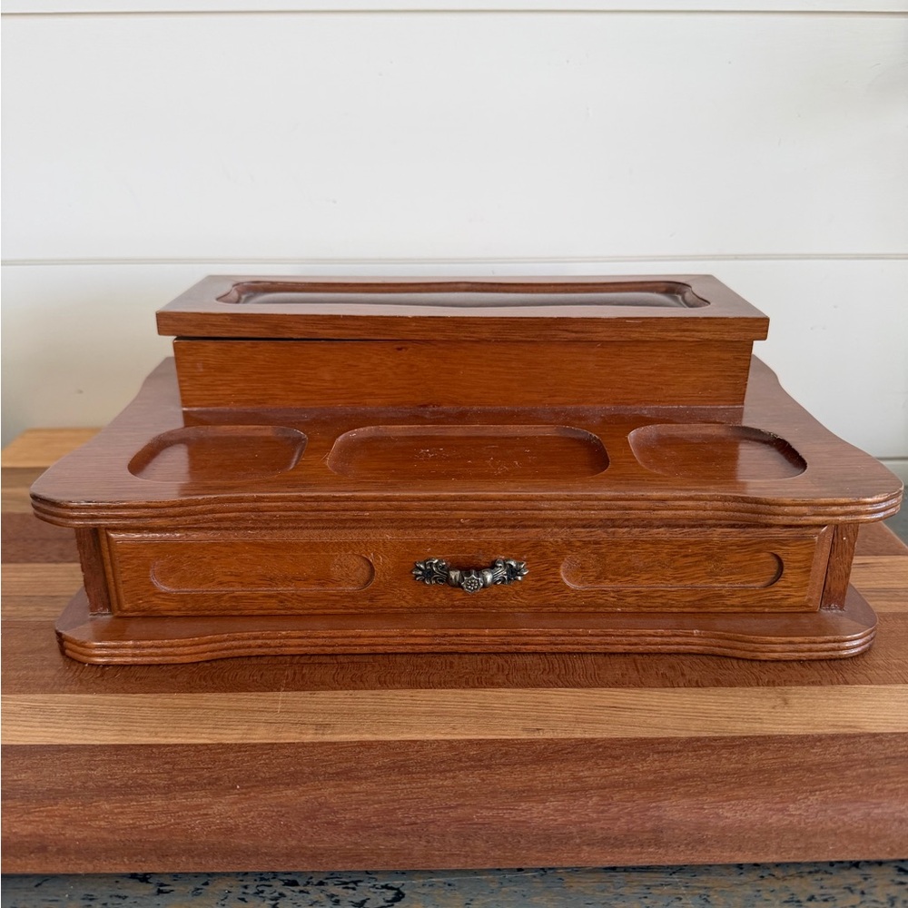 Wood Leather Felt LONDON 2-tiered Dresser Valet